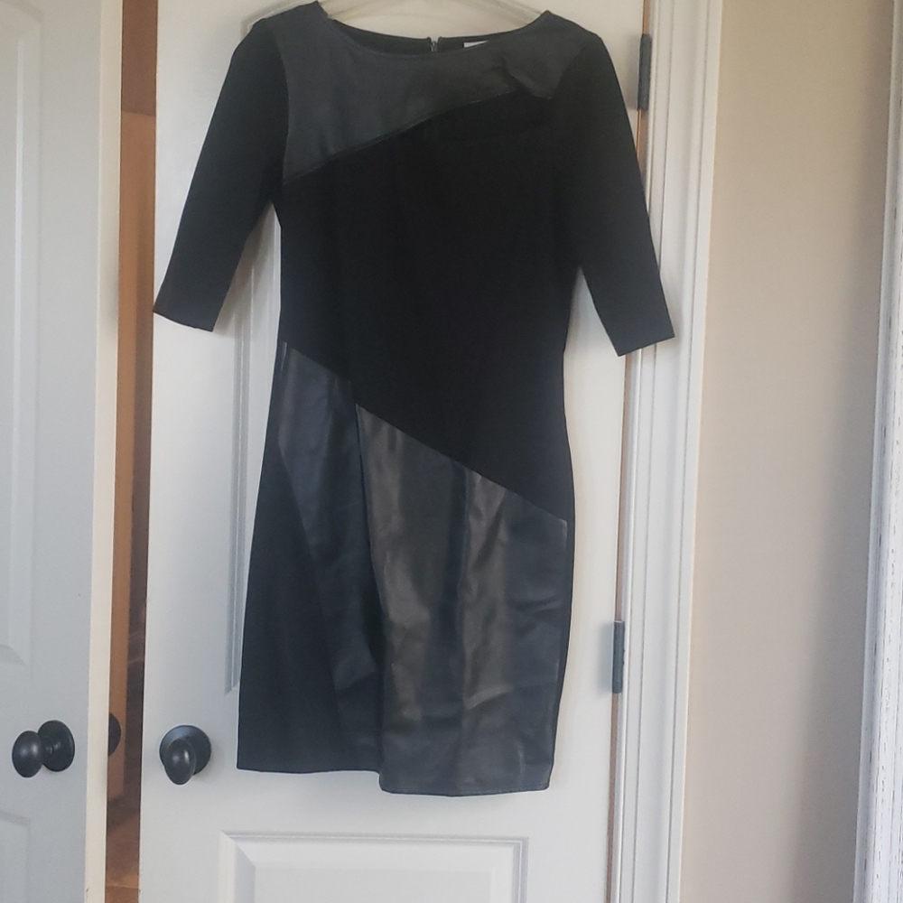 Dkny black leather dress